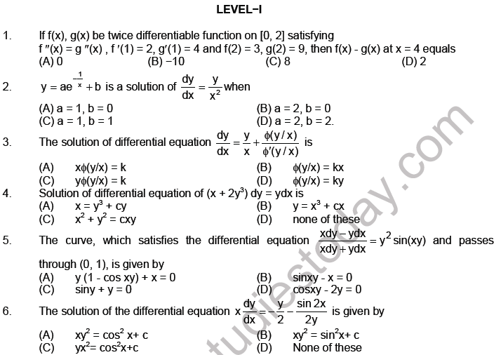 jee-mathematics-differential-equations-mcqs-set-a-multiple-choice-questions
